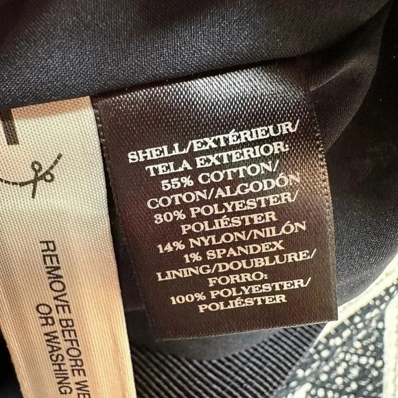 Ann Taylor Dark Navy White Tweed Vertical Stripe Pencil Skirt Size 12 Large NWT - Picture 9 of 11